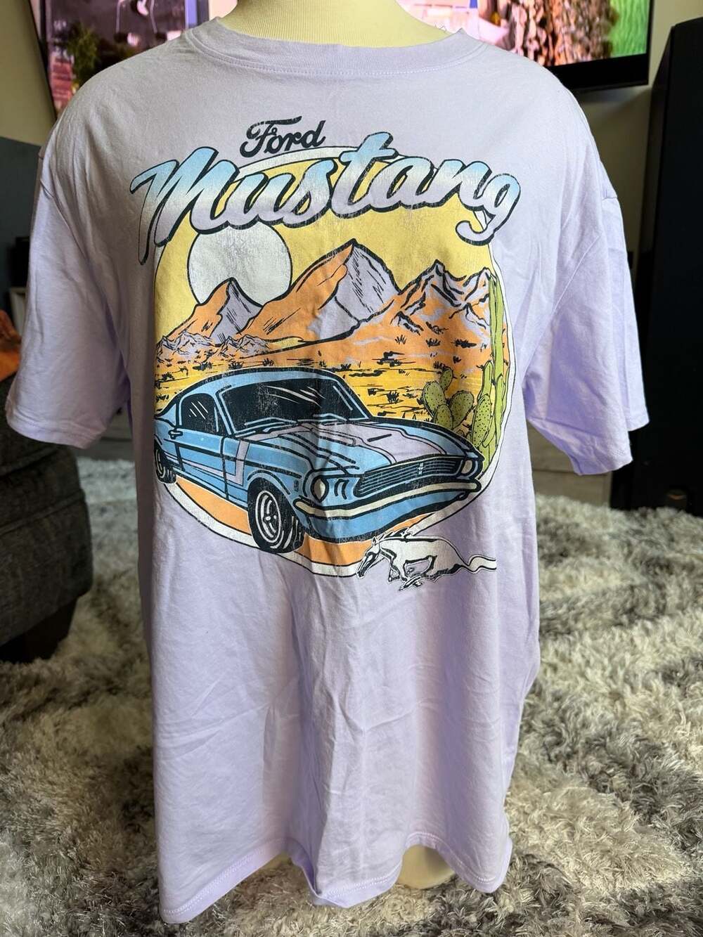 Ford Mustang Graphic T-Shirt Size M Light Purple